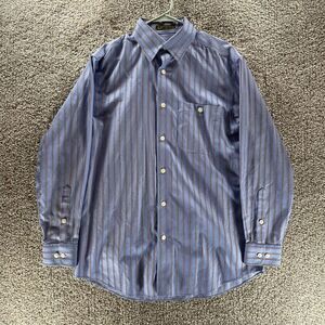Orvis Shirt Adult‎ Medium Blue Stripes Signature Collection Cotton Vintage Mens